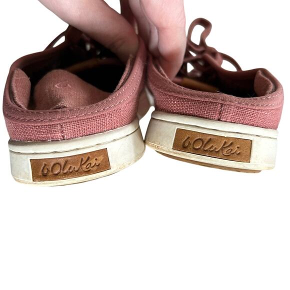 Olukai Pehuea Li Pink Canvas Drop Backless Heel Mule Sneaker - Picture 7 of 9